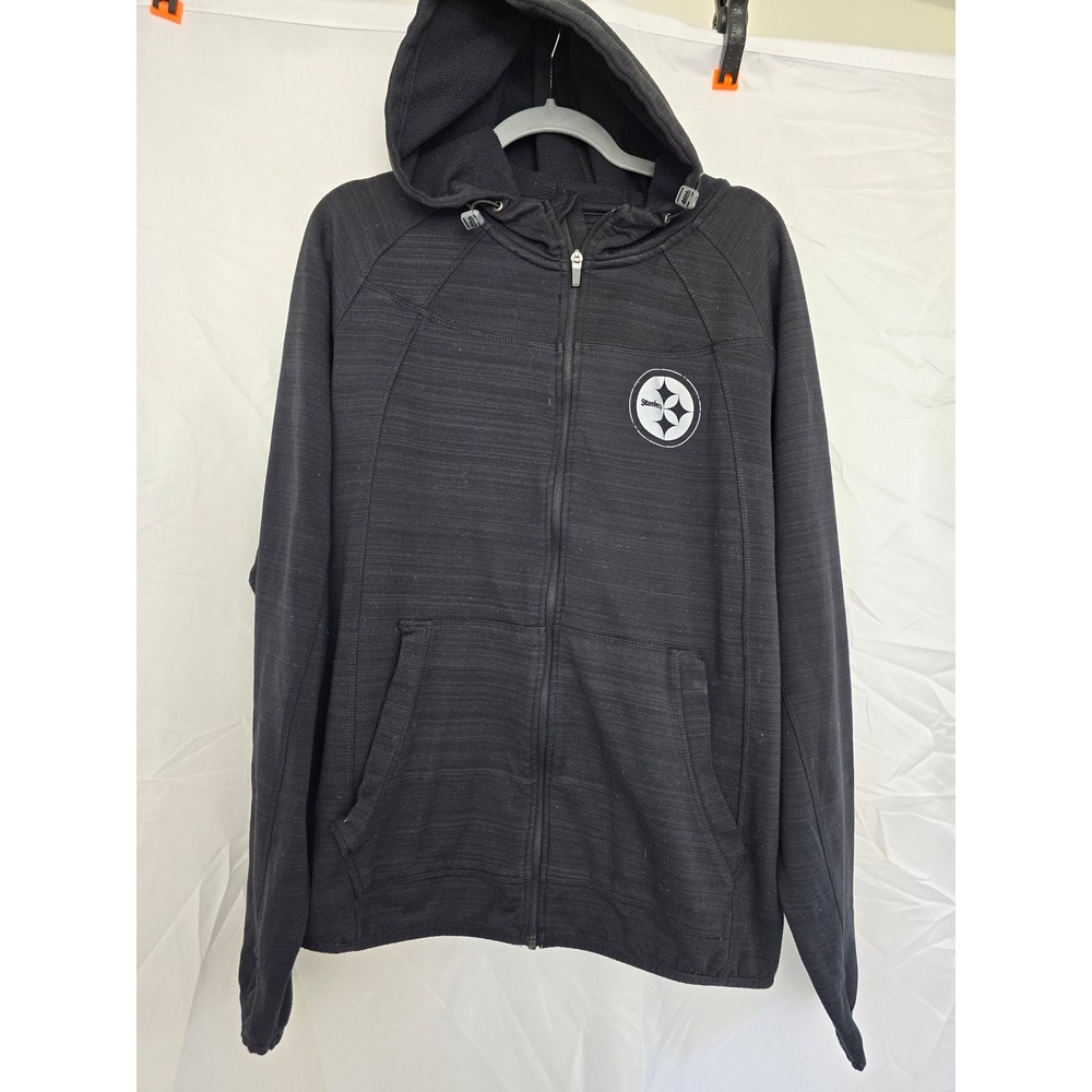 Pittsburgh Steelers NFL Black Full Zip Hoodie Jacket Mens Large "Steelers"‎